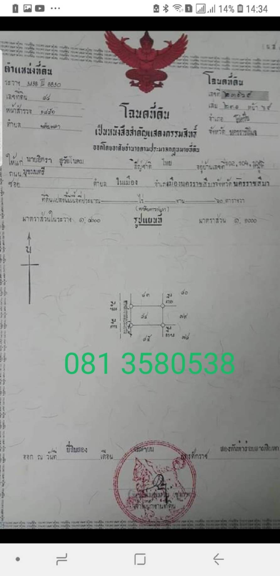 ขายที่ดิน 2 แปลงติดกัน แปลงละ 60 ตารางวา อ.โชคชัย จ.นครราชสีมา 