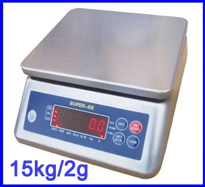 ตาชั่งดิจิตอล เครื่องชั่งกันน้ำ เครื่องชั่งตั้งโต๊ะ 15kg ความละเอียด 2g Waterproof Digital Scale New ยี่ห้อ Anex รุ่น Super SS