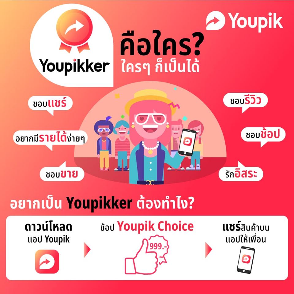 Youpik ยูพิค รายได้เสริม งานออนไลน์ รายได้เสริมผ่านเน็ต แอปพลิเคชั่นสร้างเงินล้าน